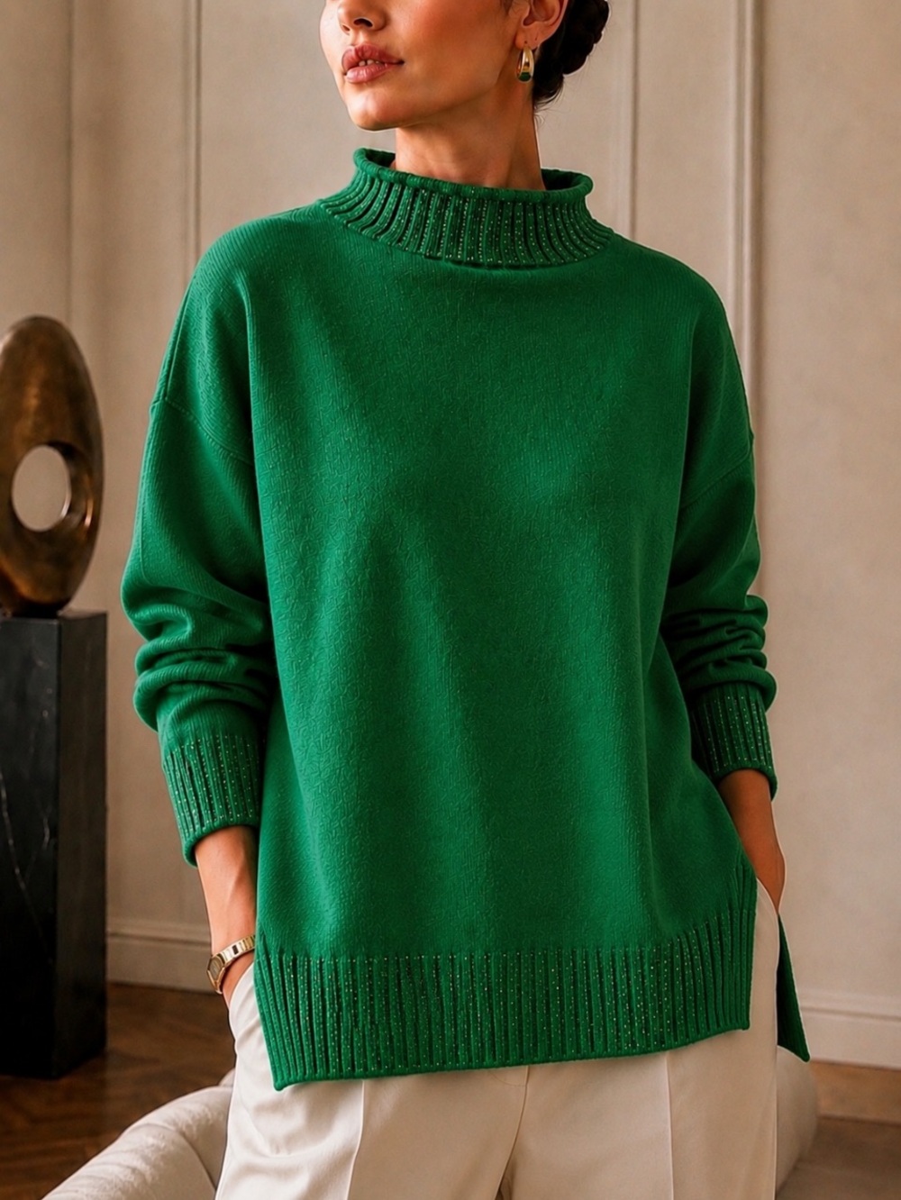 TOAST High Neck Roll Neck 100% Merino Wool Sweater Boxy Fit Size Large